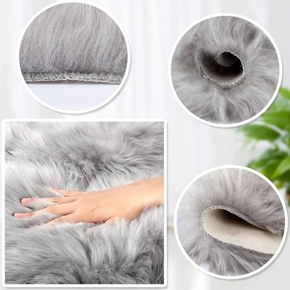 2pcs fluffy heart shaped rug faux area
